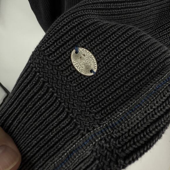 Tommy Bahama Mens 3X Sweater 1/4 Zip Mock Neck Cotton Long Sleeve Charcoal Gray - Picture 6 of 8